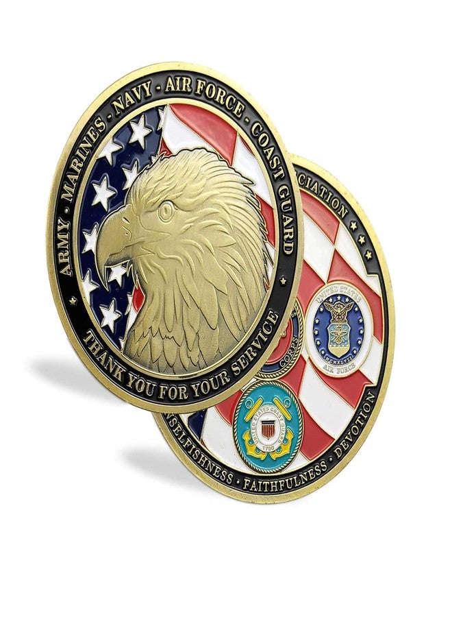 Glamtune USA Proud Military Family Military Challenge Coin Veteran Medallion (Gold-Plating) - Image 2